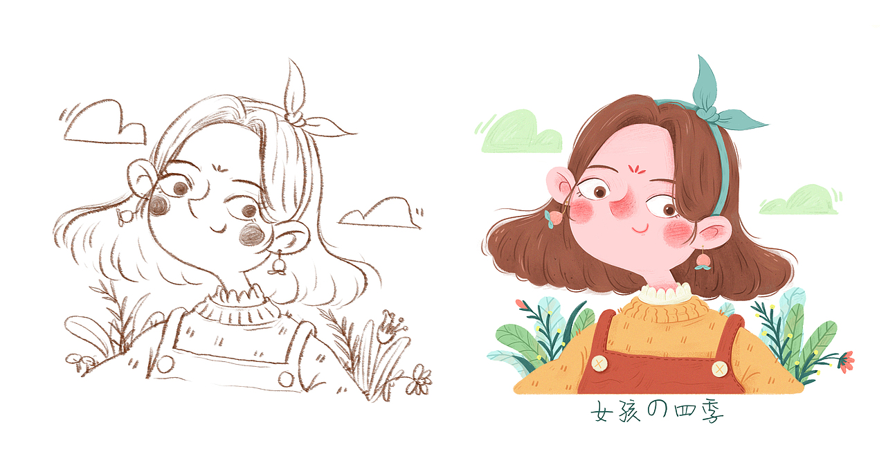 女孩的四季（图ZMTg5NjAyNTEy） - 儿童插画 - 站酷设计师甜筒懵懵哒原创素材 - 站酷ZCOOL