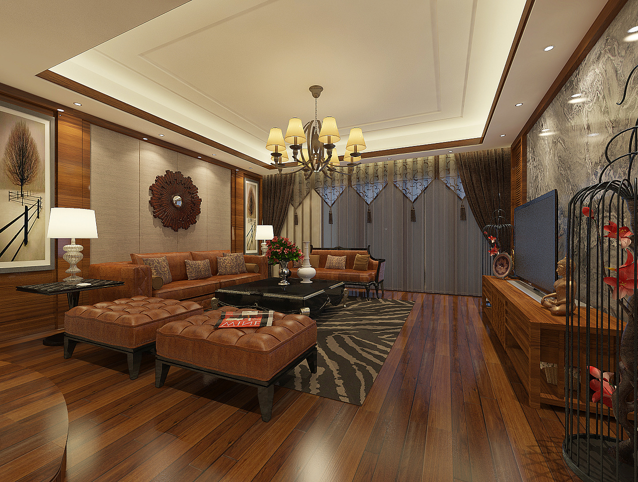 东南亚风格别墅客厅沙发装修图片