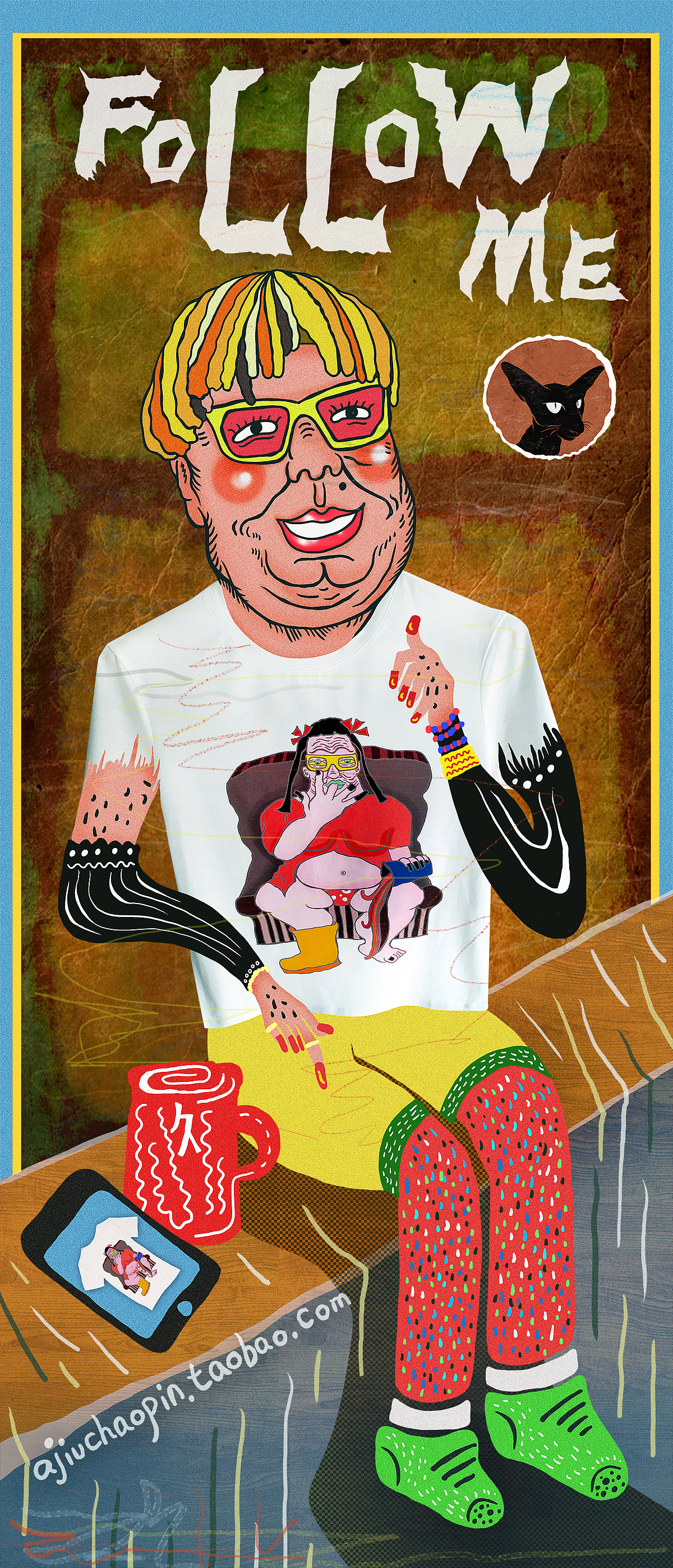 阿久潮品广告招贴8-10|插画|新锐潮流插画|祛魅研究所 - 原创作品