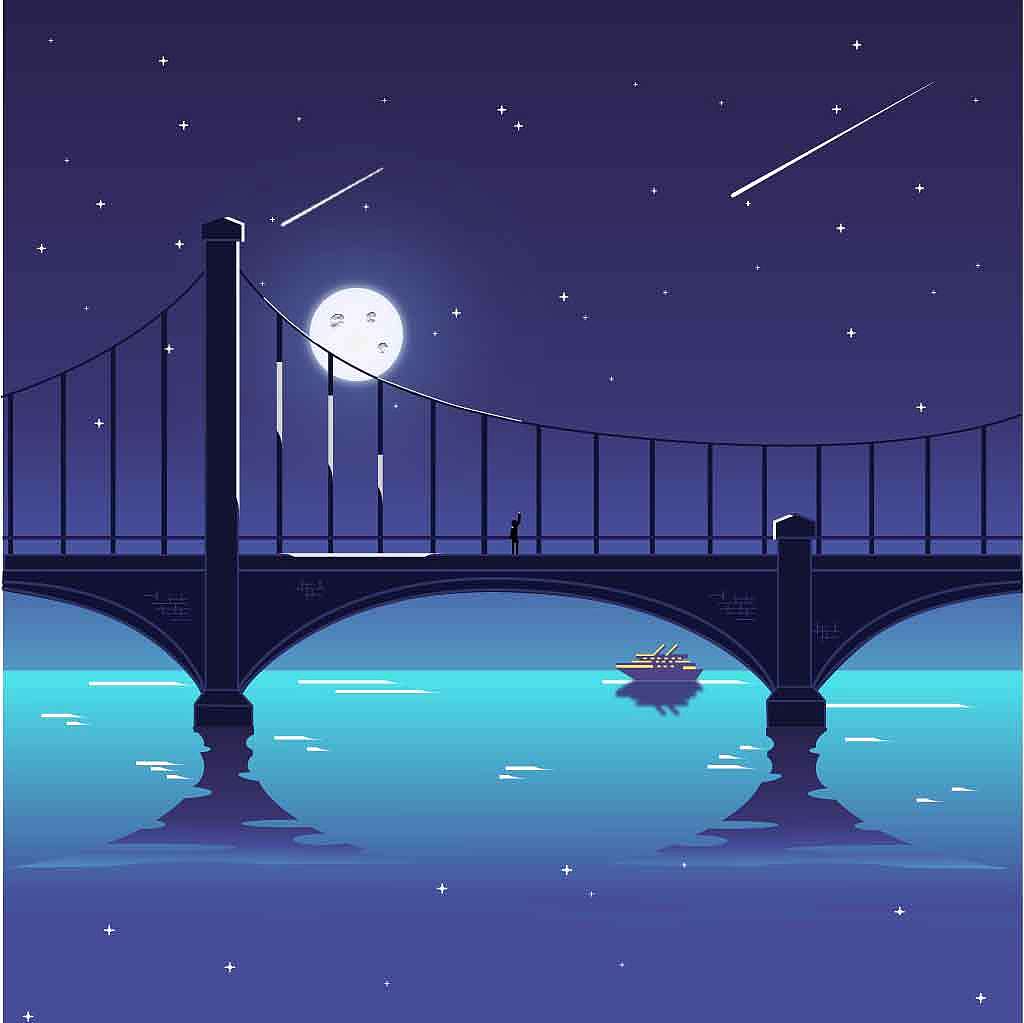 夜桥|插画|创作习作|洛漫88_原创作品-站酷zcool