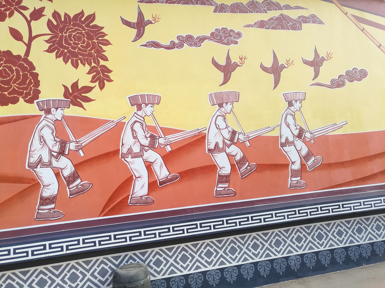 苗族文化苗族墙体彩绘墙画墙绘云南锦泰苗族墙体彩绘