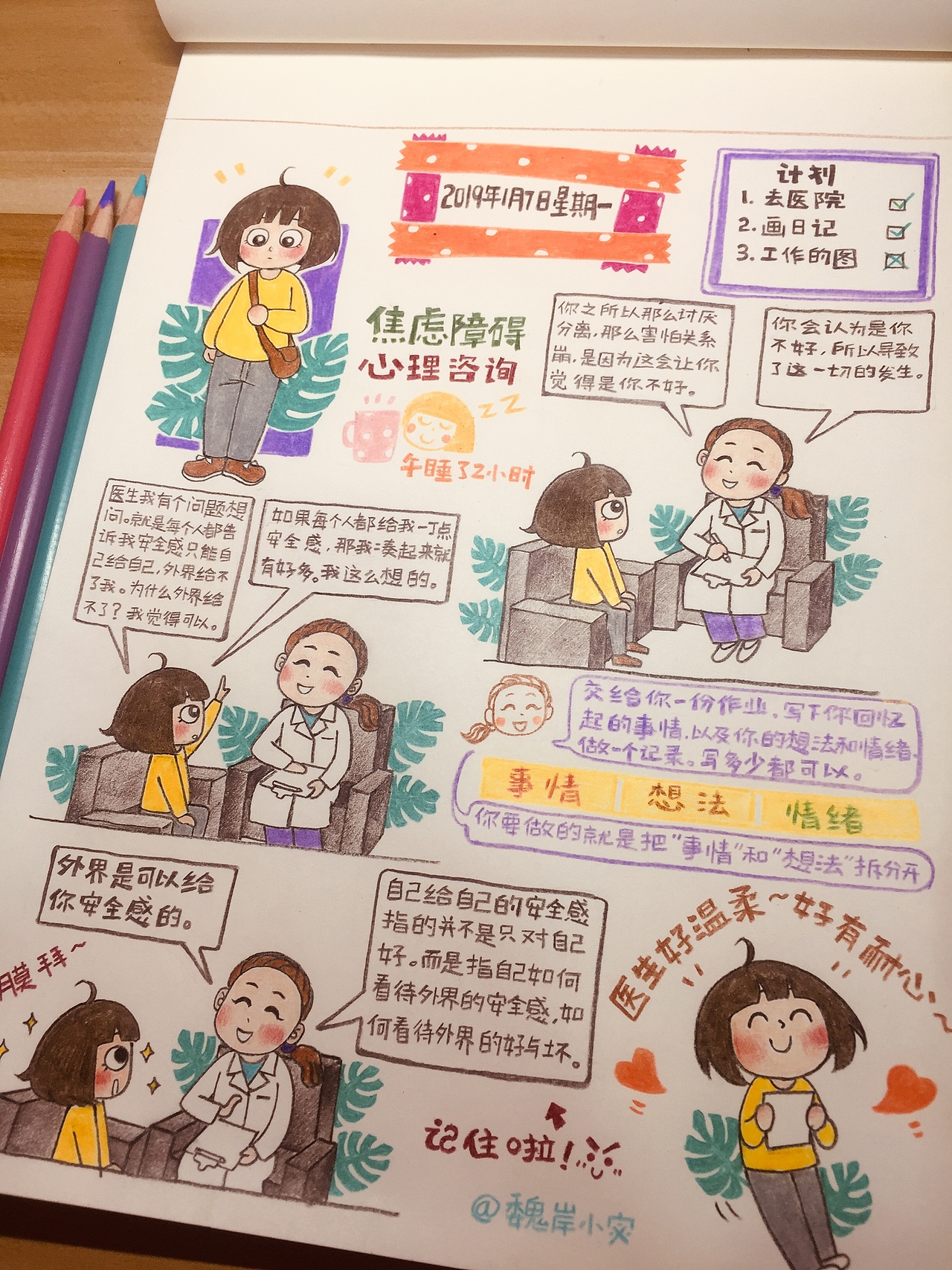 【全手绘手帐】我变蠢了，也变开心了。（图ZMjMwMzA3NTEy） - 绘本 - 站酷设计师魏岸小宓原创素材 - 站酷ZCOOL
