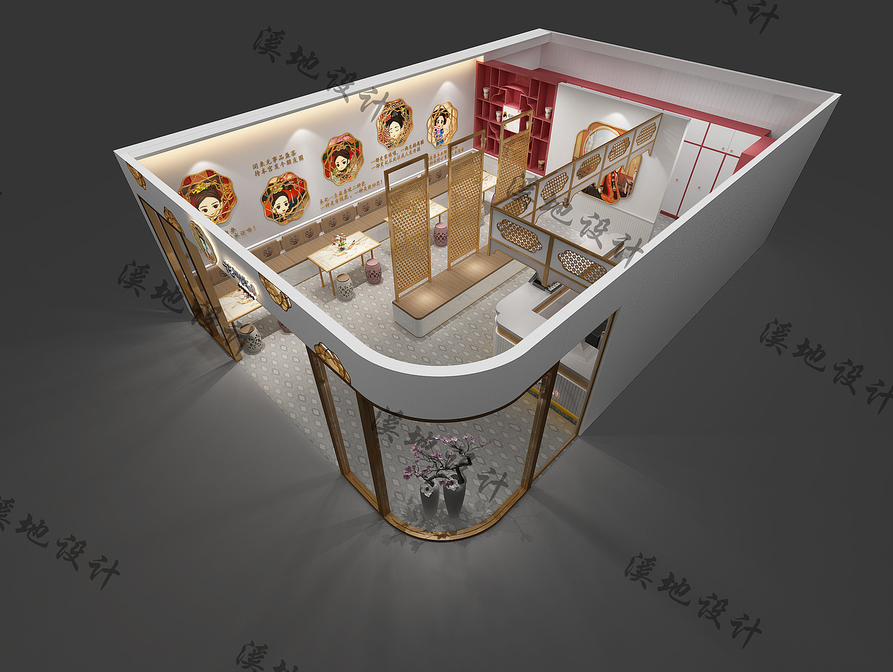 宫廷风奶茶店（图ZMjE0ODIxMzM2） - 家装设计 - 站酷设计师周子萱原创素材 - 站酷ZCOOL