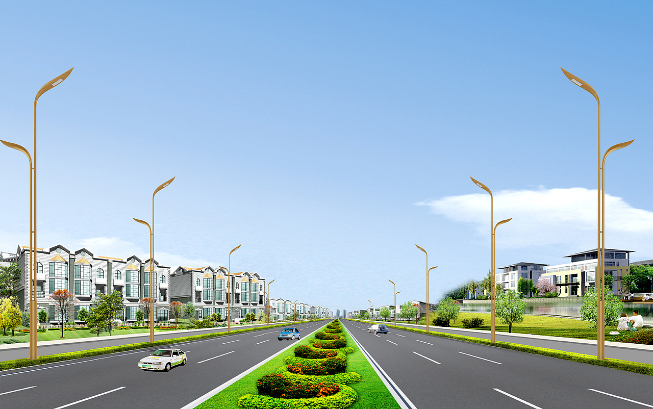 简单大气12米双臂路灯简约高低臂景观灯10米单臂路灯