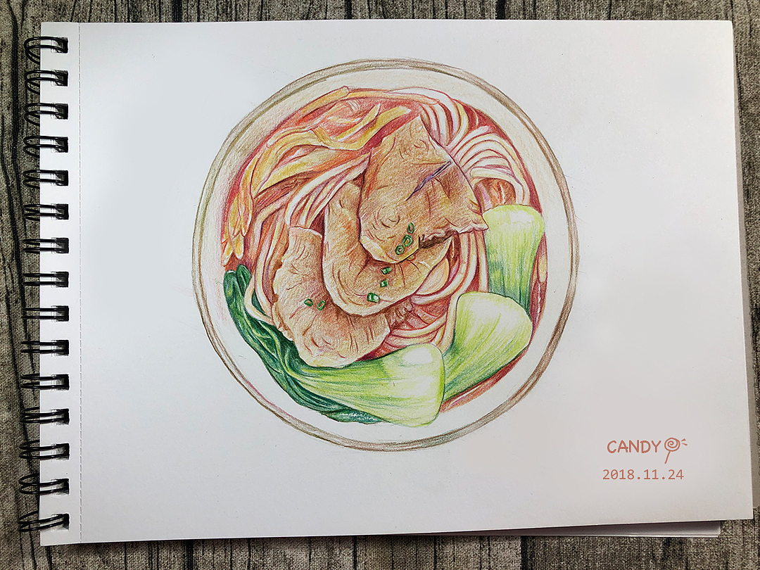 彩铅画《重庆小面》