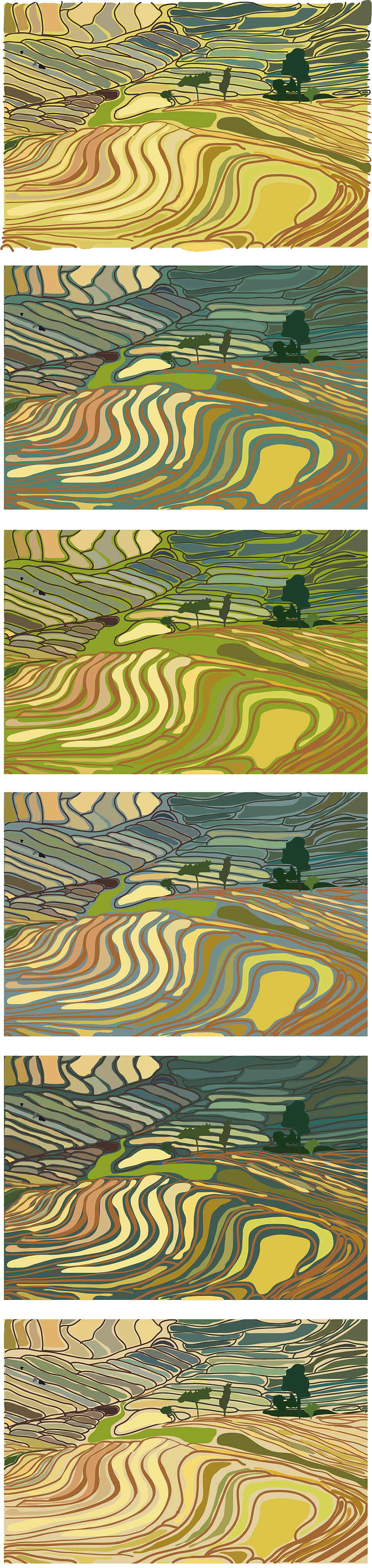 梯田（图ZMTA2MDYwMTY0） - 新锐潮流插画 - 站酷设计师鲨拉叶原创素材 - 站酷ZCOOL