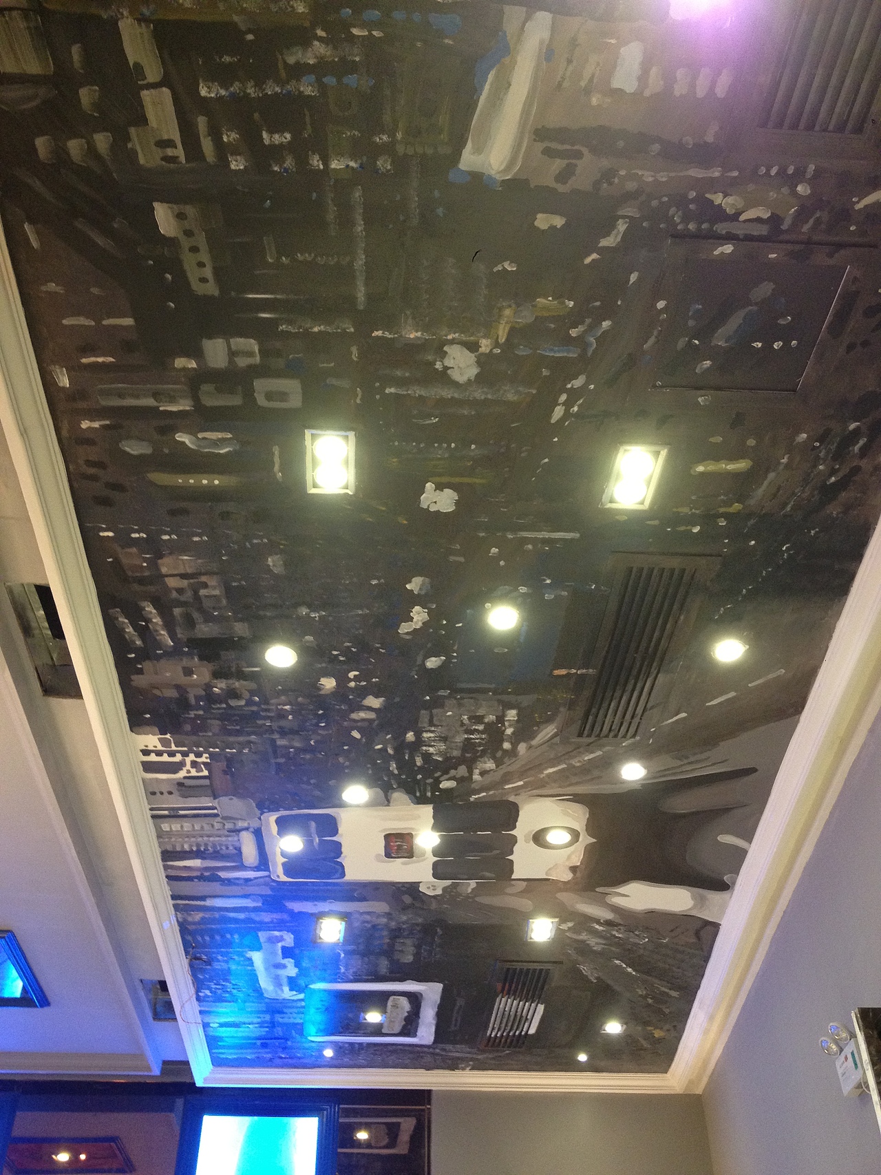 珠海华发商都【表哥餐厅】手绘天花-香港街道