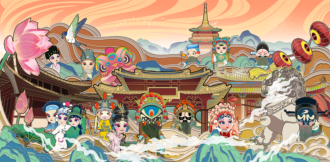 婺剧插画（图ZMzI5NjA1OTY4） - 商业插画 - 站酷设计师卡卡罗头原创素材 - 站酷ZCOOL