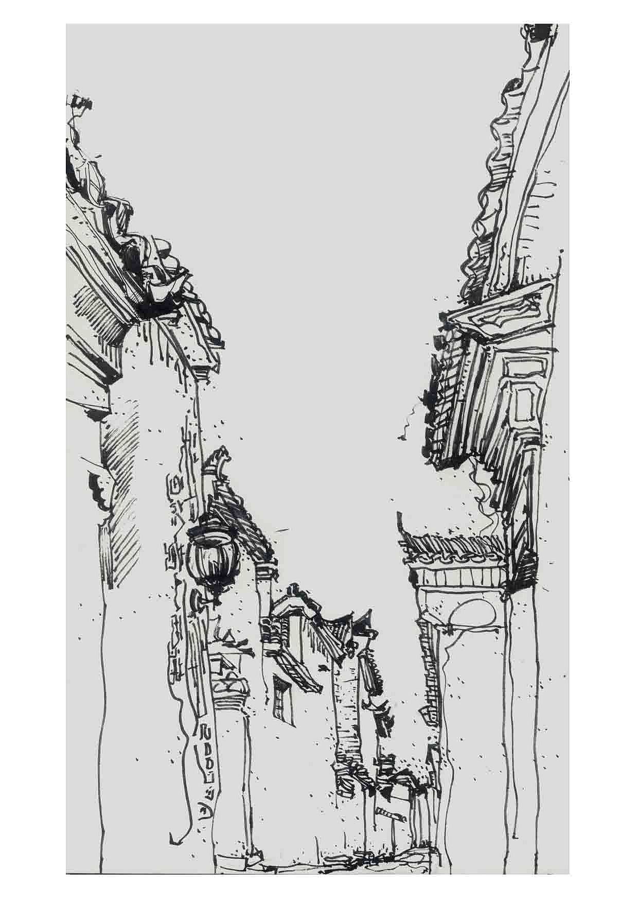 《速写——宏村,西递》2008年黄山写生作品