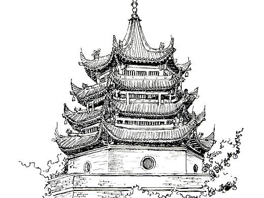 陕西古塔手绘——咸阳古塔