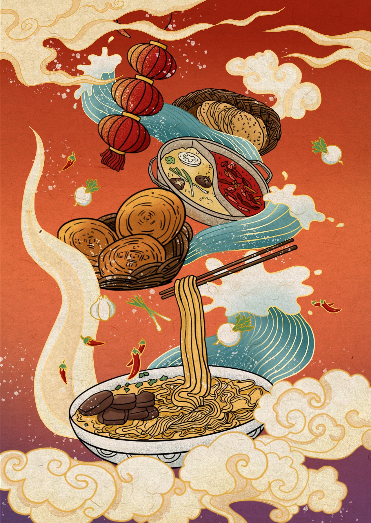 中国风城市文化插画