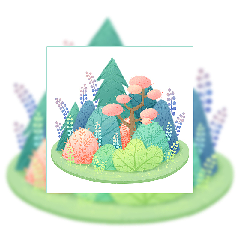 森林木屋植物小景插画（图ZMjczMjU1Nzg4） - 创作习作 - 站酷设计师董搞搞原创素材 - 站酷ZCOOL