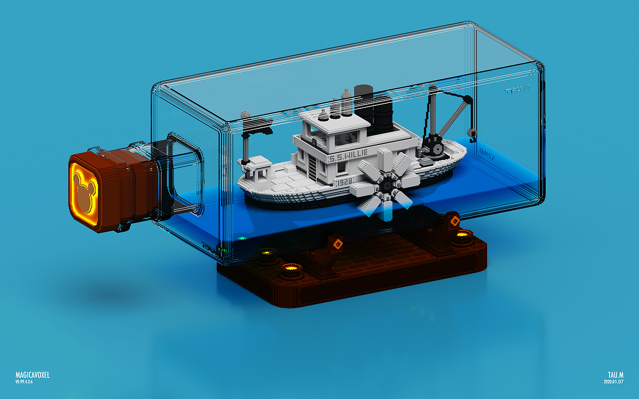 magicavoxel像素体的日常之蒸汽船威利号