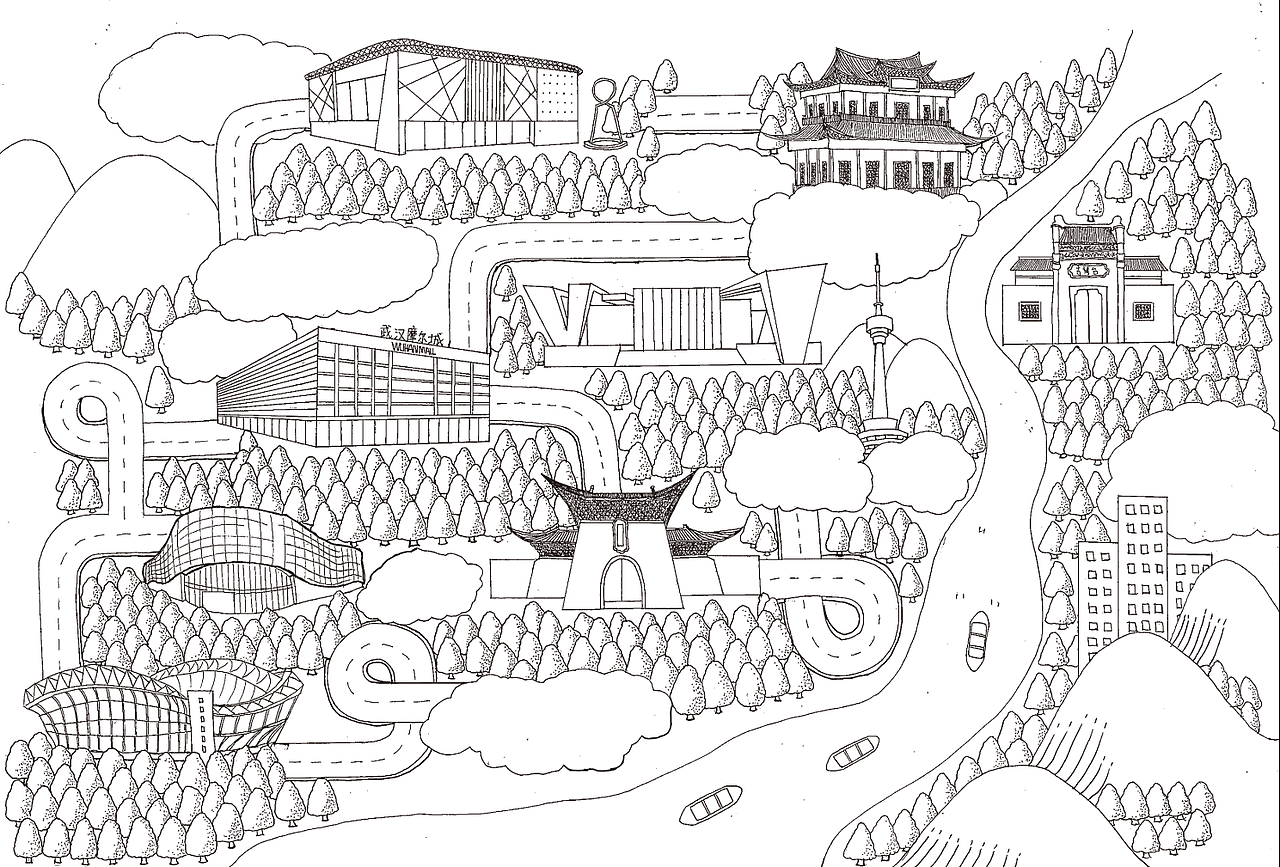武汉手绘旅游地图
