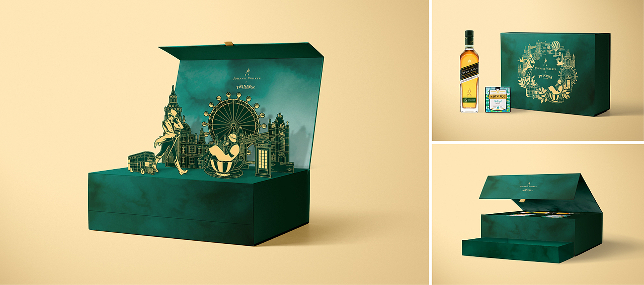 尊尼获加x川宁英伦联名礼盒 插画包装设计