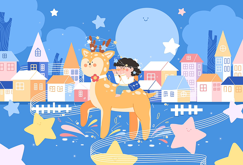 儿童彩色笔包装插画～