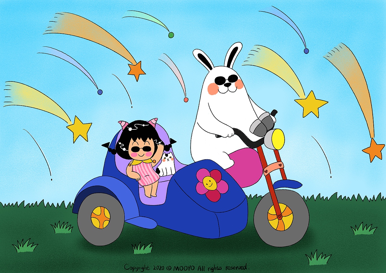 MOOYO 和大兔子 - 遇见甜蜜（图ZMjE4ODE5NjQ4） - 艺术插画 - 站酷设计师MOOYO麻药原创素材 - 站酷ZCOOL