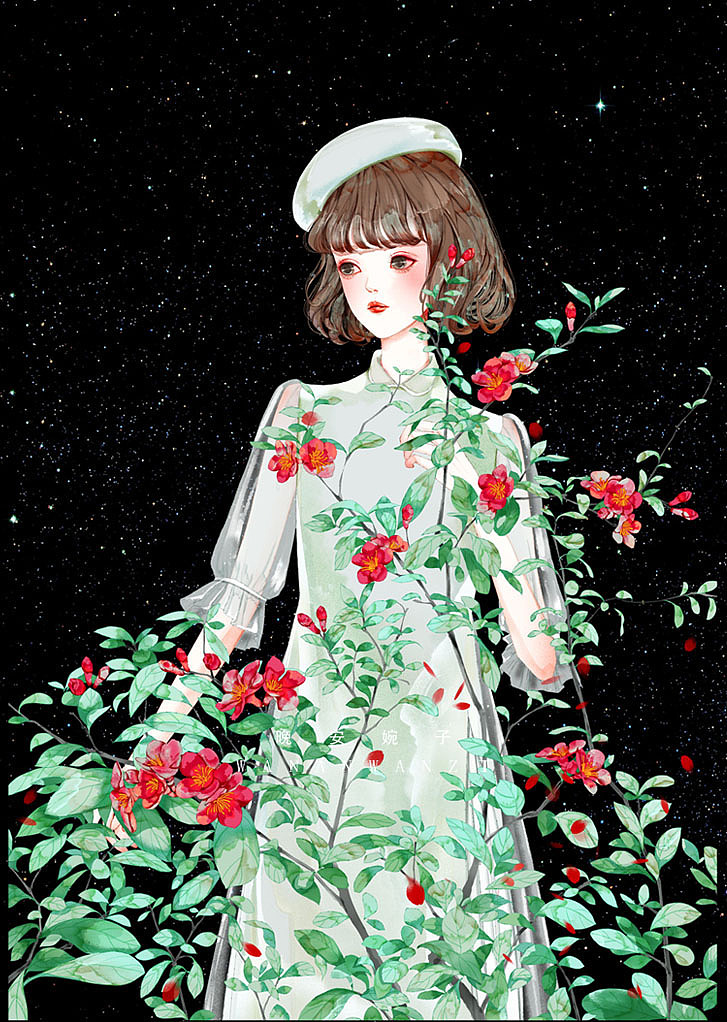 黑色背景少女系列壁纸