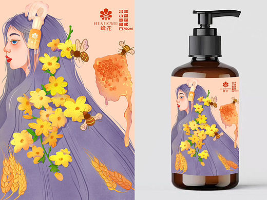 原创插画|蜂花洗发水包装设计的