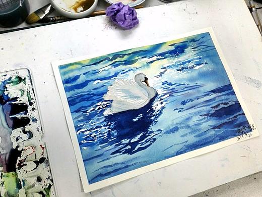 水彩天鹅