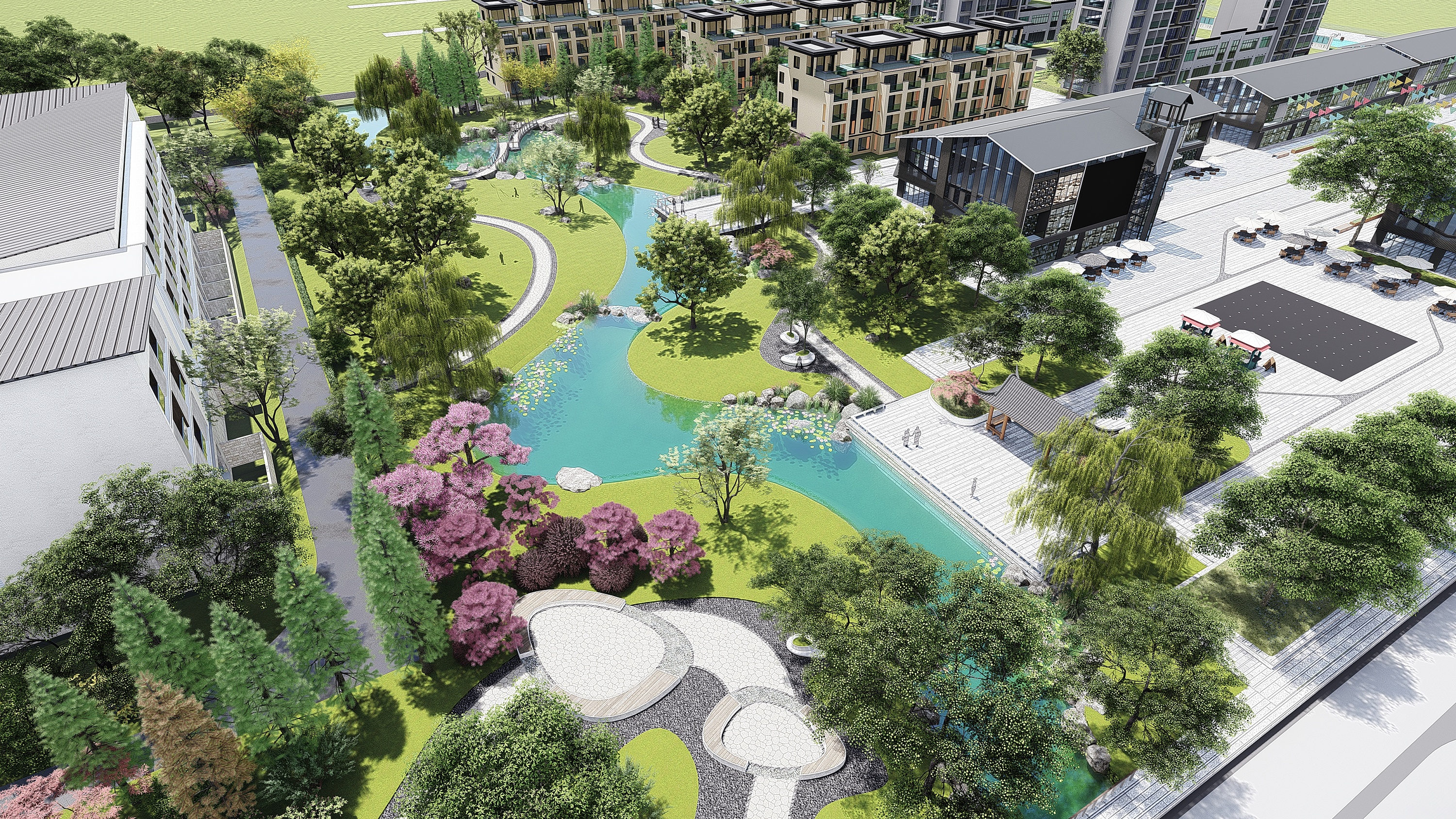 现代风格 自由曲线 街头绿地lumion出图