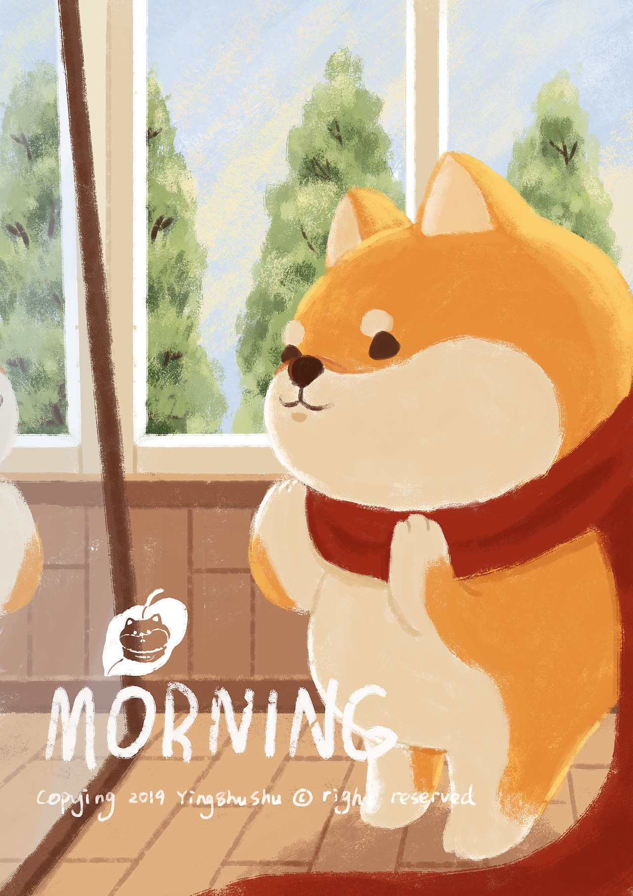 戴红围巾的柴犬(一)（图ZMTQ0MDIzNTI0） - 商业插画 - 站酷设计师用户名Ying原创素材 - 站酷ZCOOL