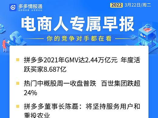 拼多多数据生意参谋多多情报通—每日电商早报3月22日