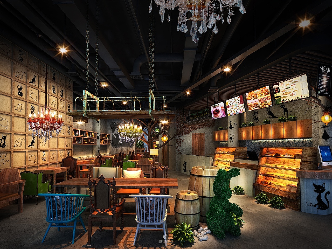 【漫猫咖啡厅】—温江咖啡厅设计案例赏析