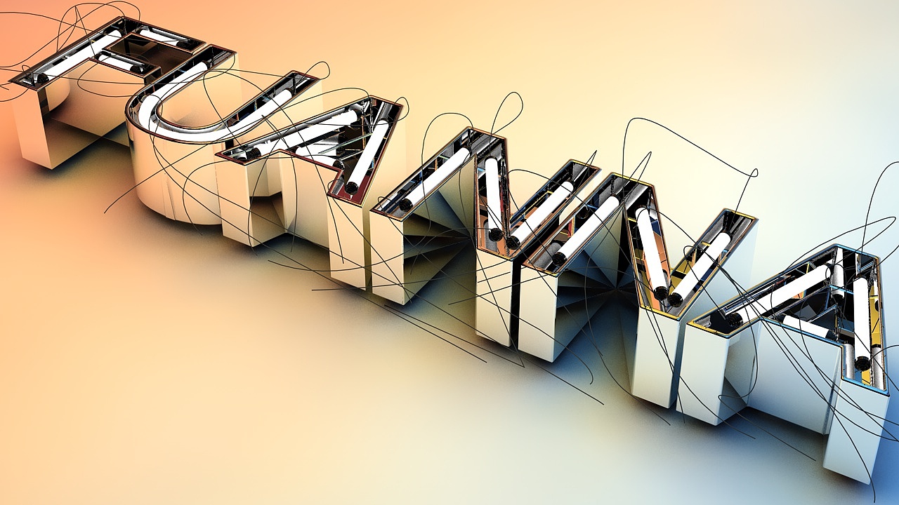 c4d字母设建模渲染银色