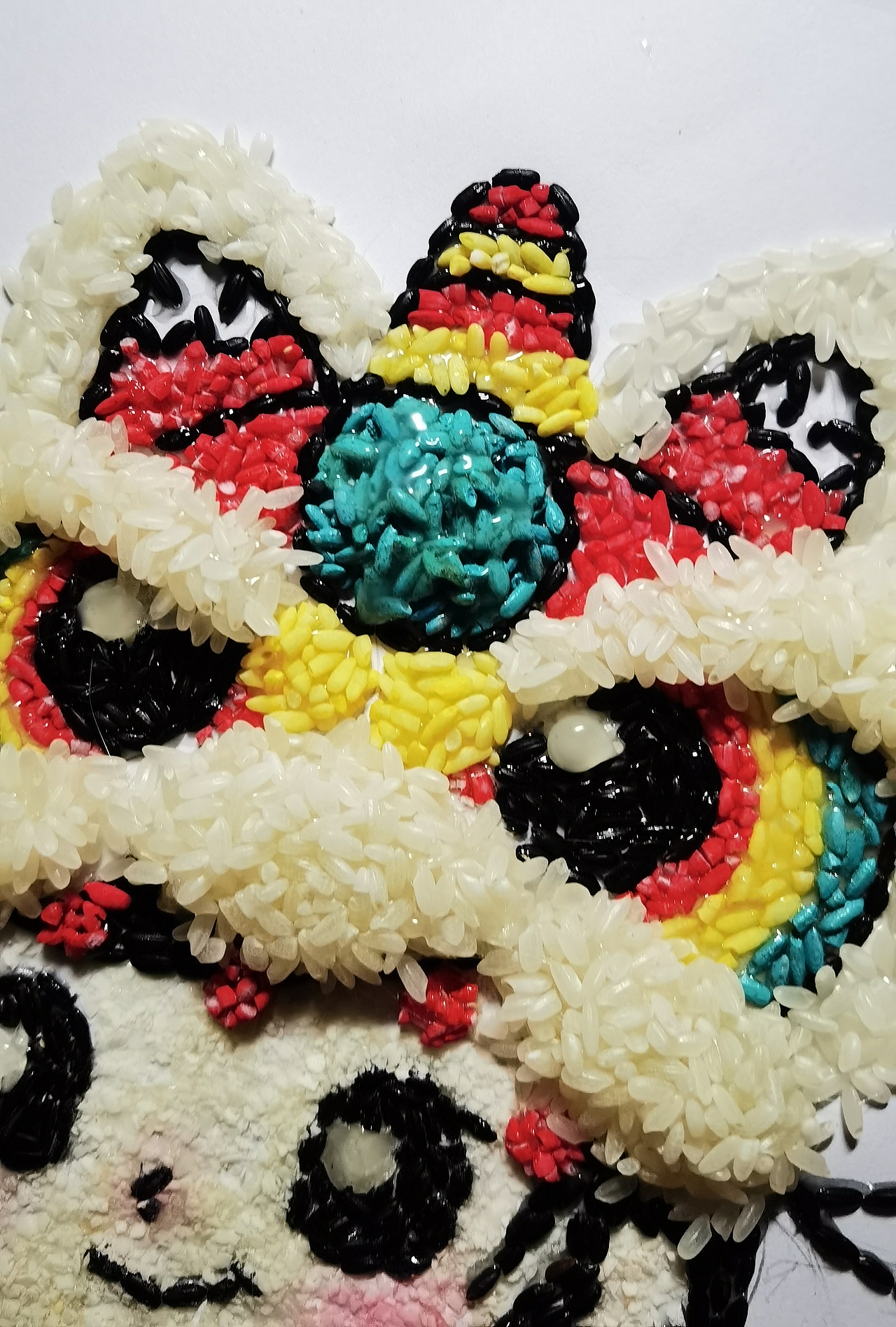 五谷粘贴画 《舞狮》_安小染创意手工灯-站酷zcool