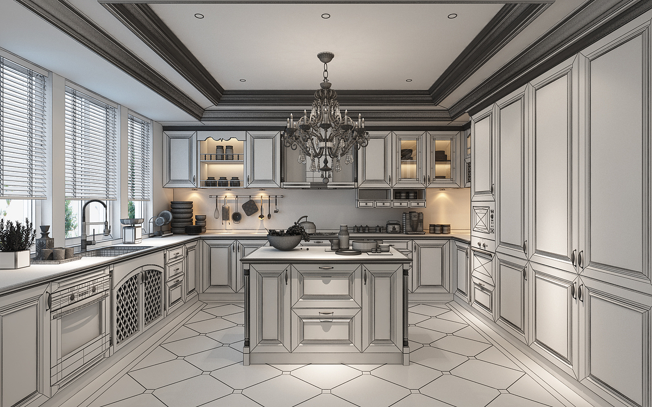 诸暨八方银湖厨房设计效果图（图ZMTY0MDAwNTI=） - 家装设计 - 站酷设计师otika2046原创素材 - 站酷ZCOOL