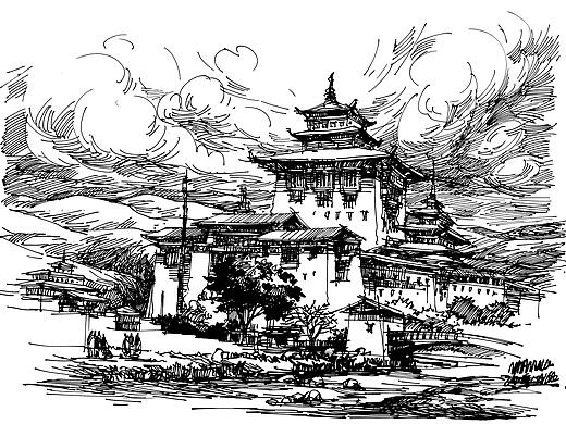 钢笔建筑手绘-步骤分享