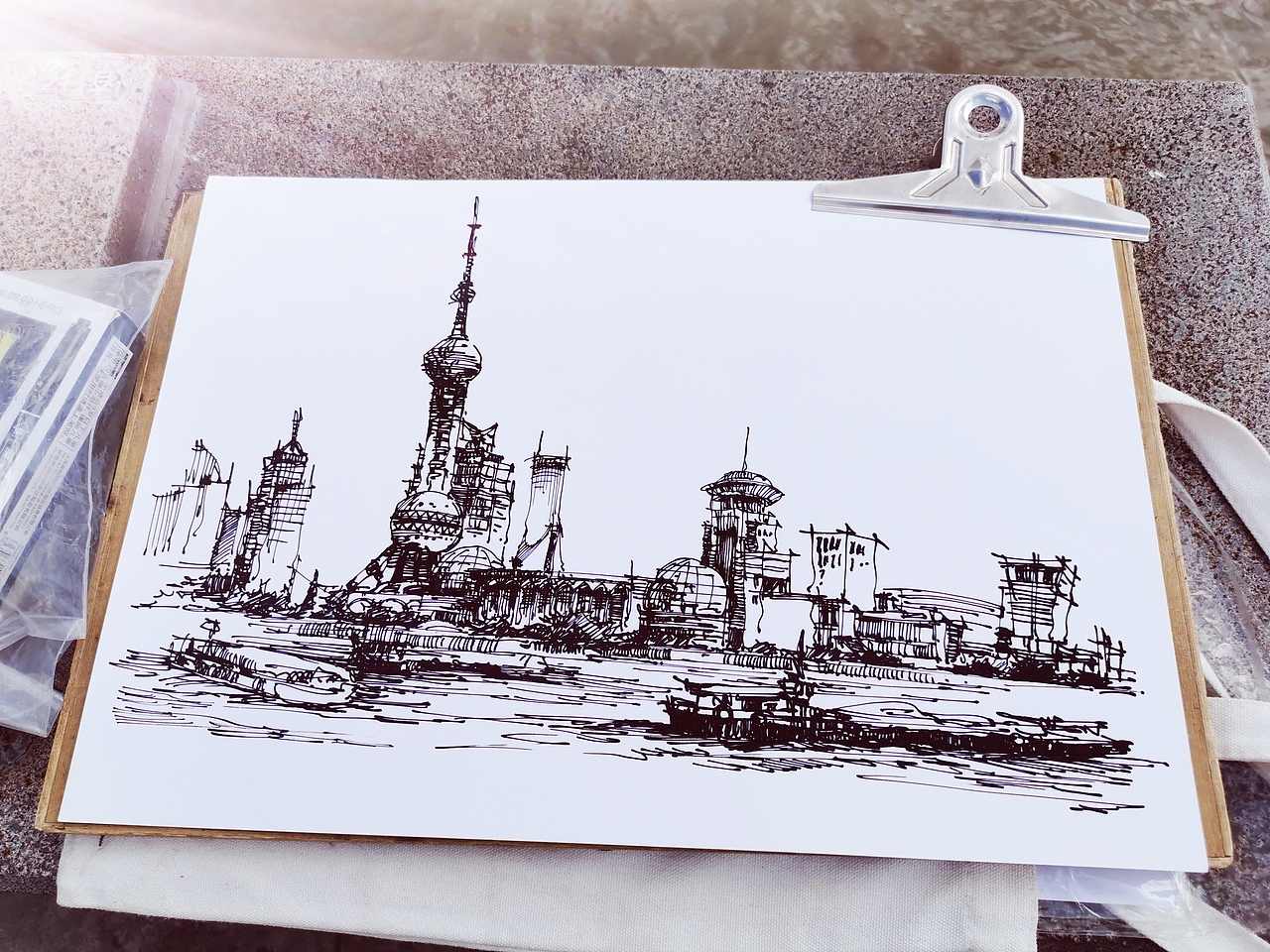 写游记陆家嘴建筑群写生