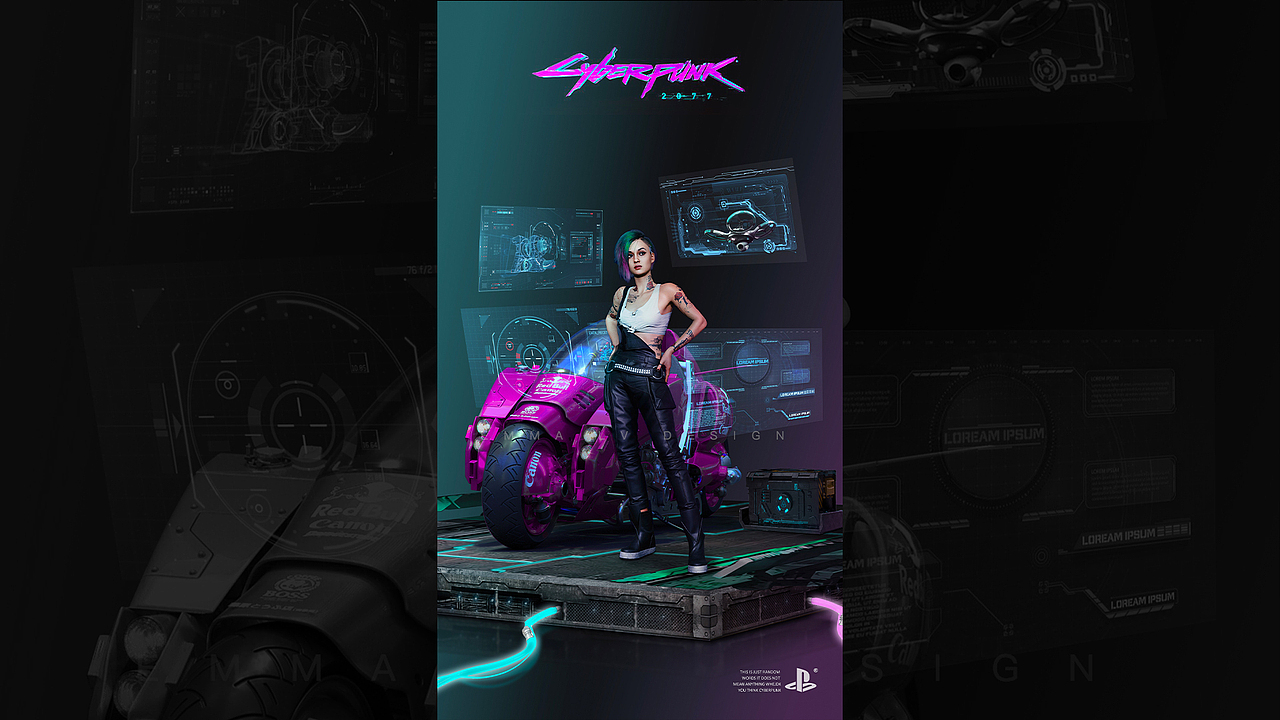 《Cyberpunk2077》人物海报合成（图ZMjcxMTgzNjQ4） - 海报 - 站酷设计师兔兔蹬鹰原创素材 - 站酷ZCOOL