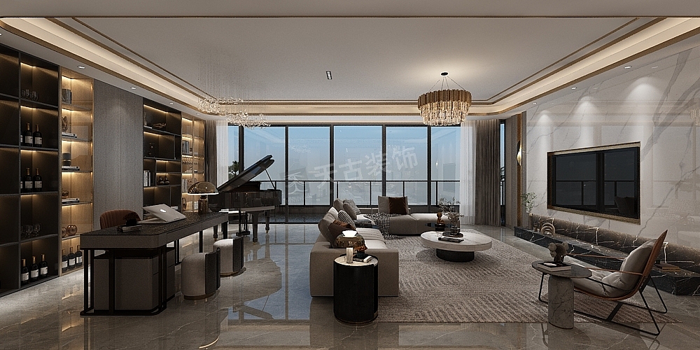 万科十七英里大平层装修方案,轻奢风格大平层设计图