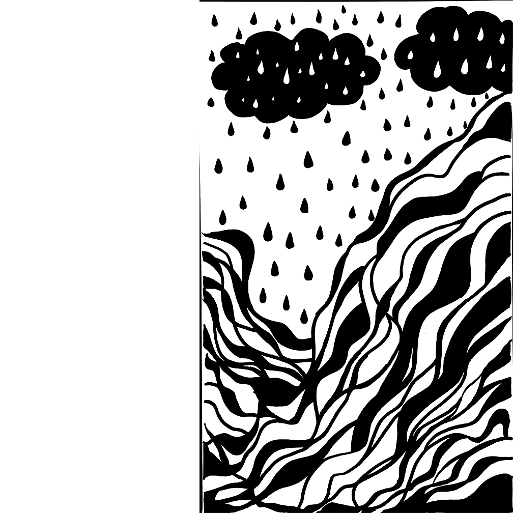 黑白线描抽象画