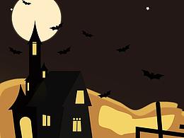 黑暗风格扁平风景插画