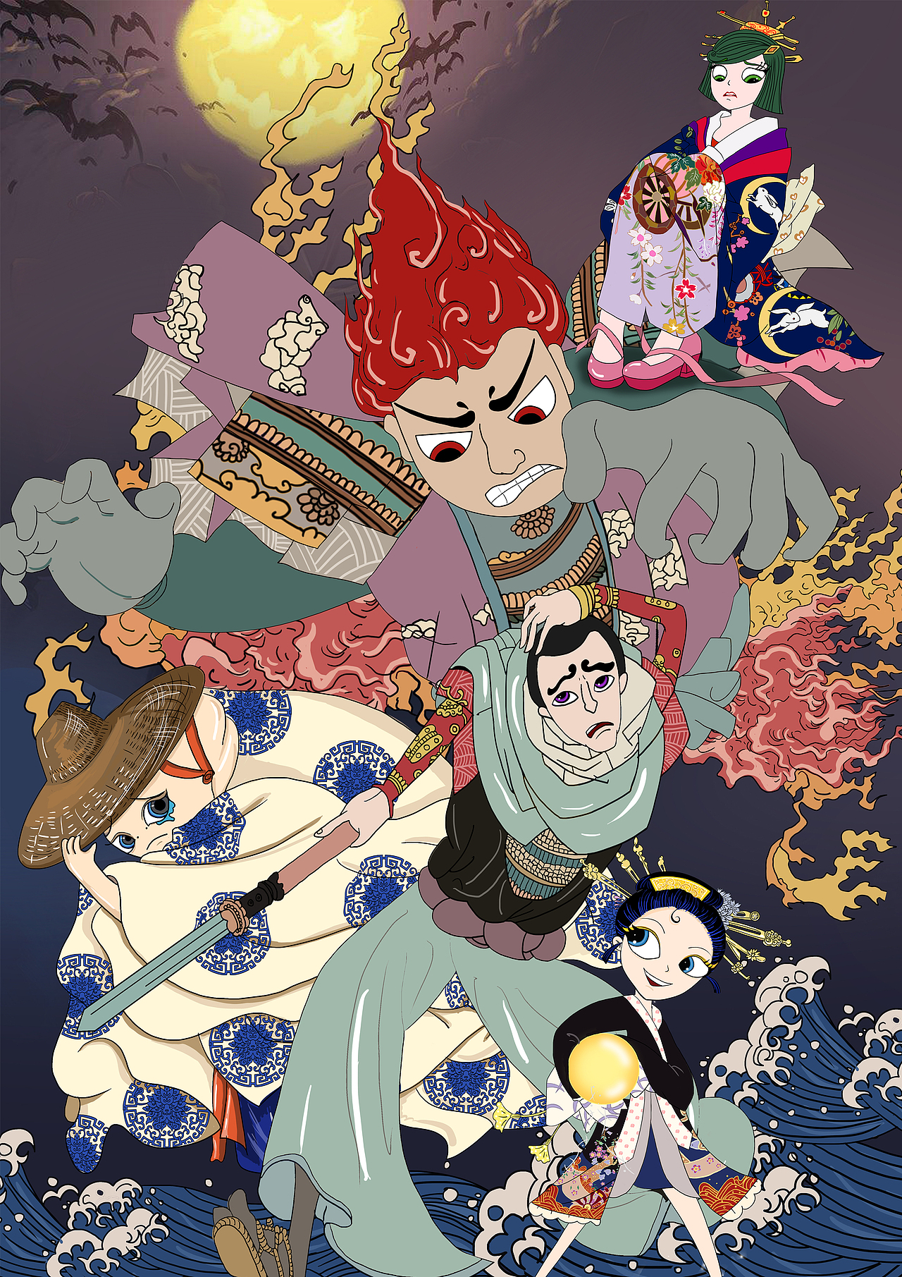 浮世绘风人物设计（图ZMTI1NzQ3MTgw） - 创作习作 - 站酷设计师TJ田鸡原创素材 - 站酷ZCOOL