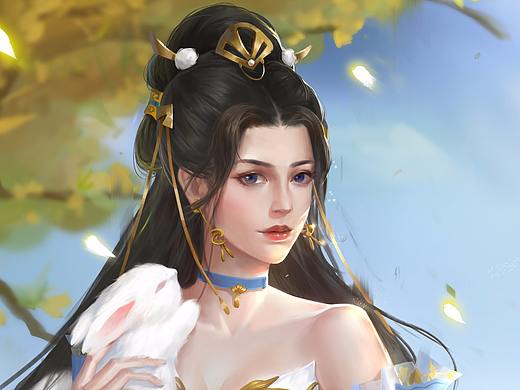 嫦娥（个人主页-ZMjk2NzY0NDQ=） - 艺术插画 - 站酷设计师阮晚晚原创素材 - 站酷ZCOOL