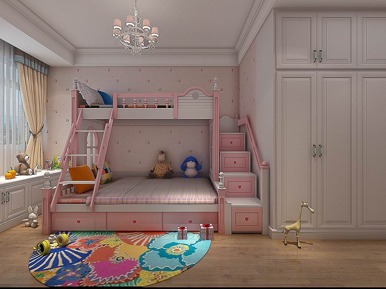 儿童房（女孩房）|空间|家装设计|1992效果公司810 - 原创作品 - 站酷 (ZCOOL)