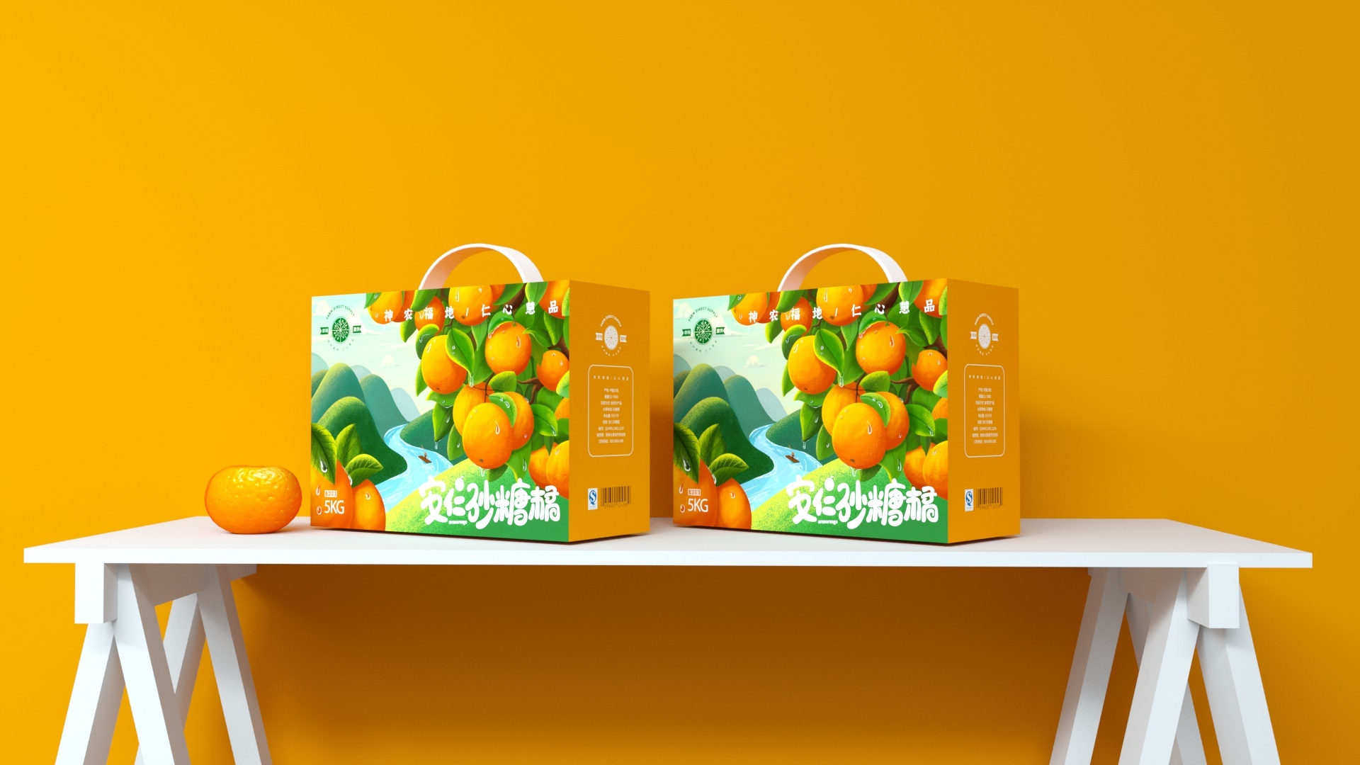 安仁沙糖桔插画包装