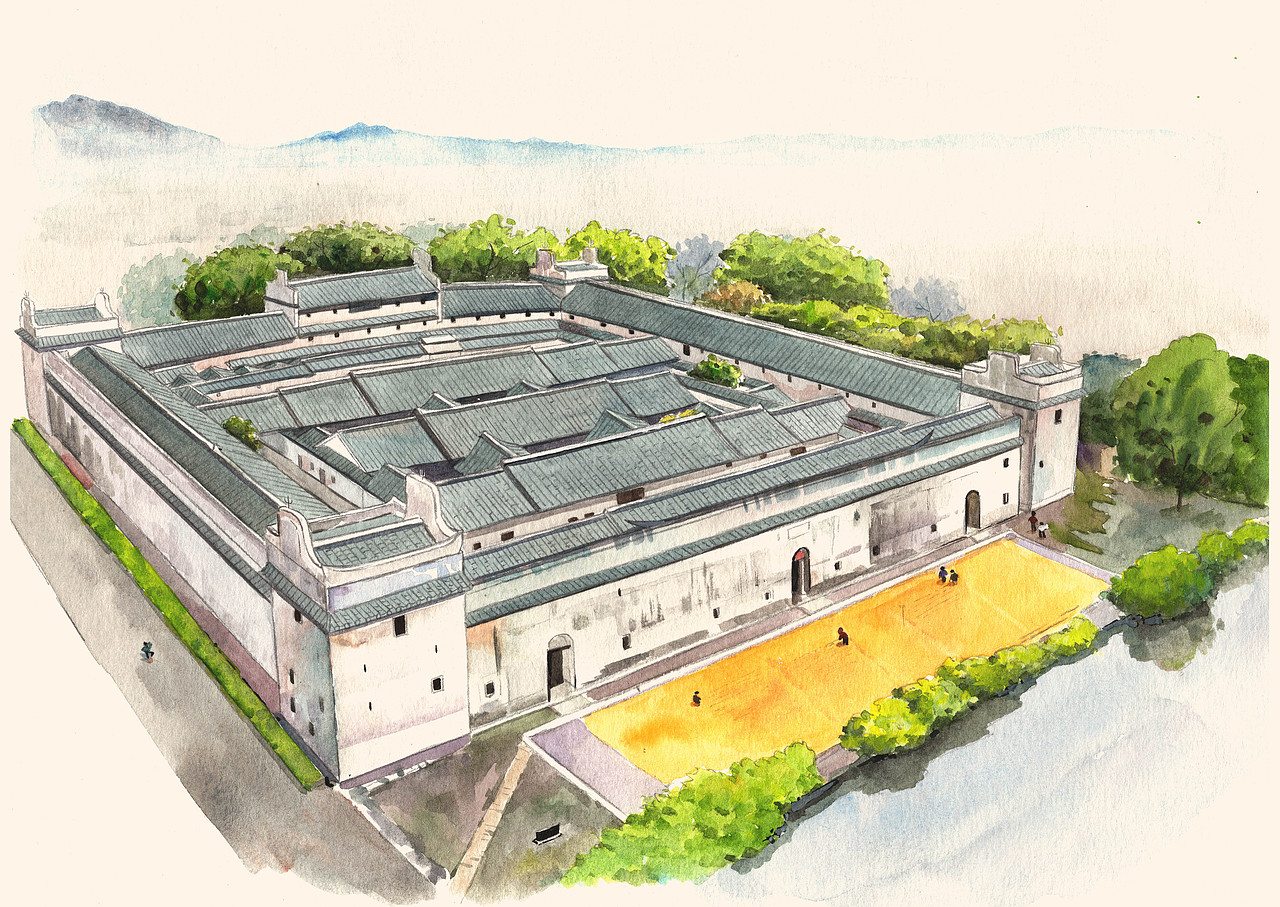 龙田世居细节深圳凤凰古村西埔新居萧氏围屋燕川村古村落大万世居迎新