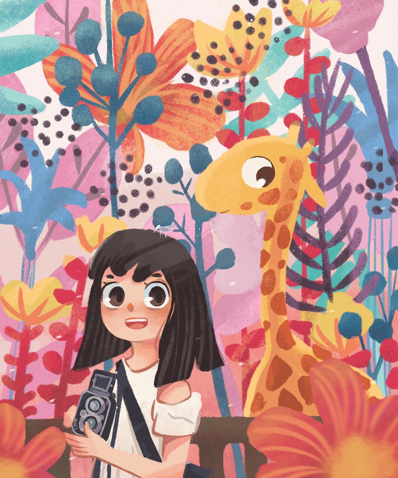 动物园的小女孩和小鹿|插画|创作习作|猪小贤 - 原创作品 - 站酷