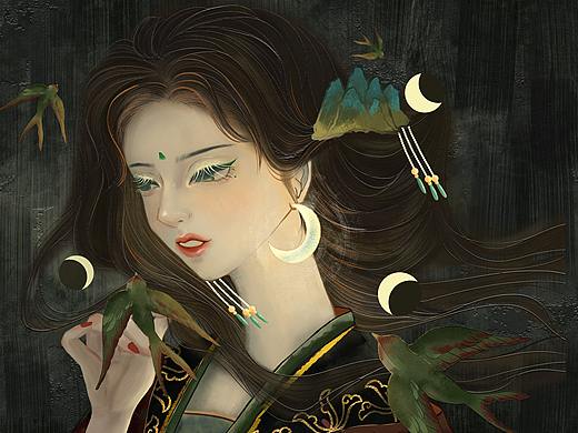 望月  画梅   小龙人