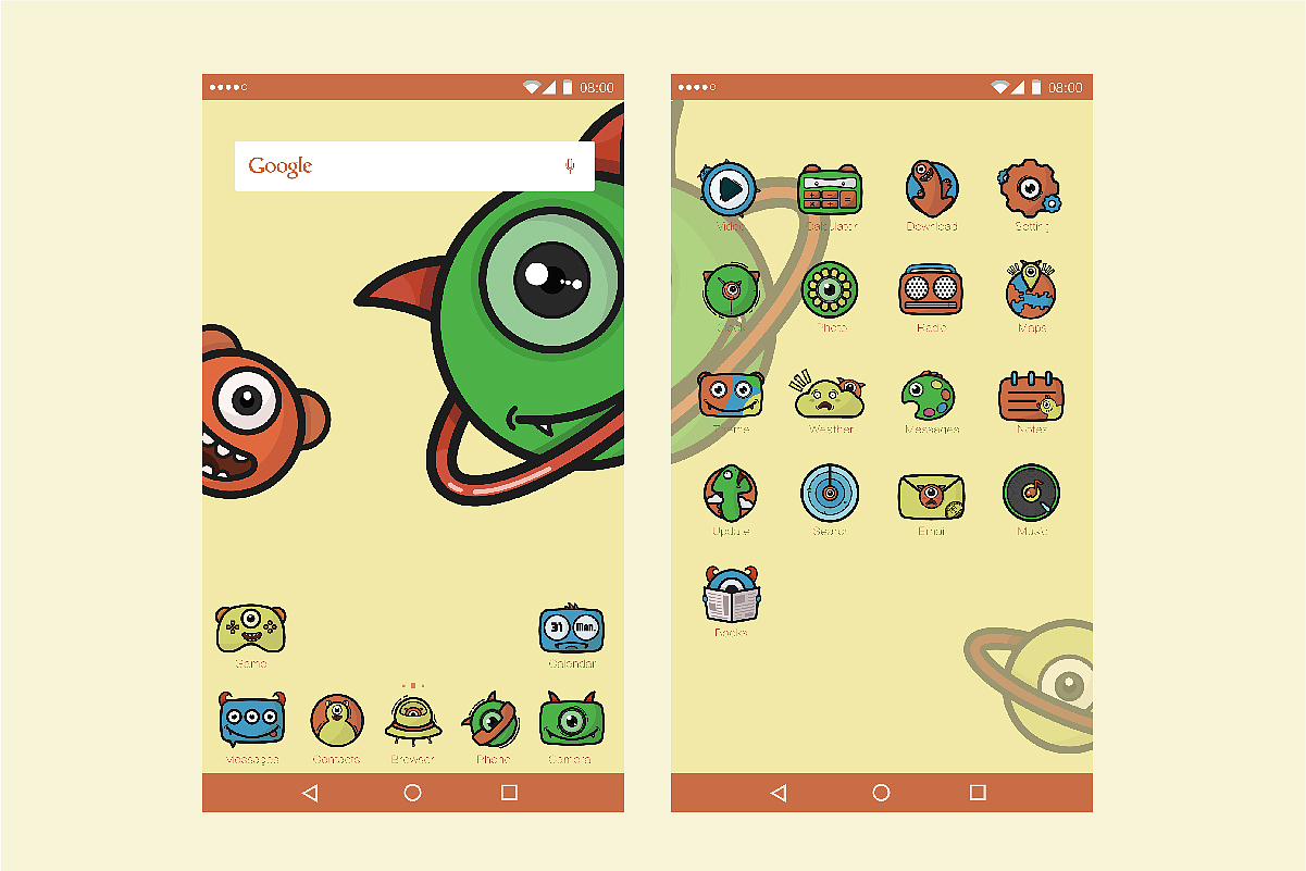 小怪兽主题手机系统图标（图ZNzQ3Nzc5ODA=） - 图标 - 站酷设计师田十三彪原创素材 - 站酷ZCOOL