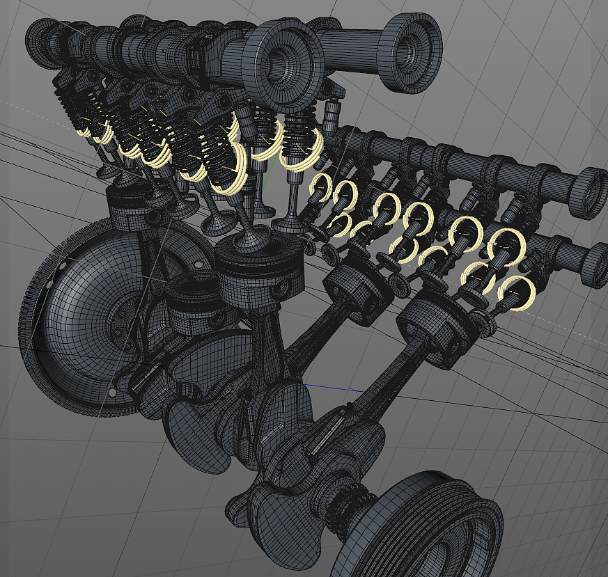 汽车发动机 v6引擎动画 活塞动画 六缸 3d三维全息