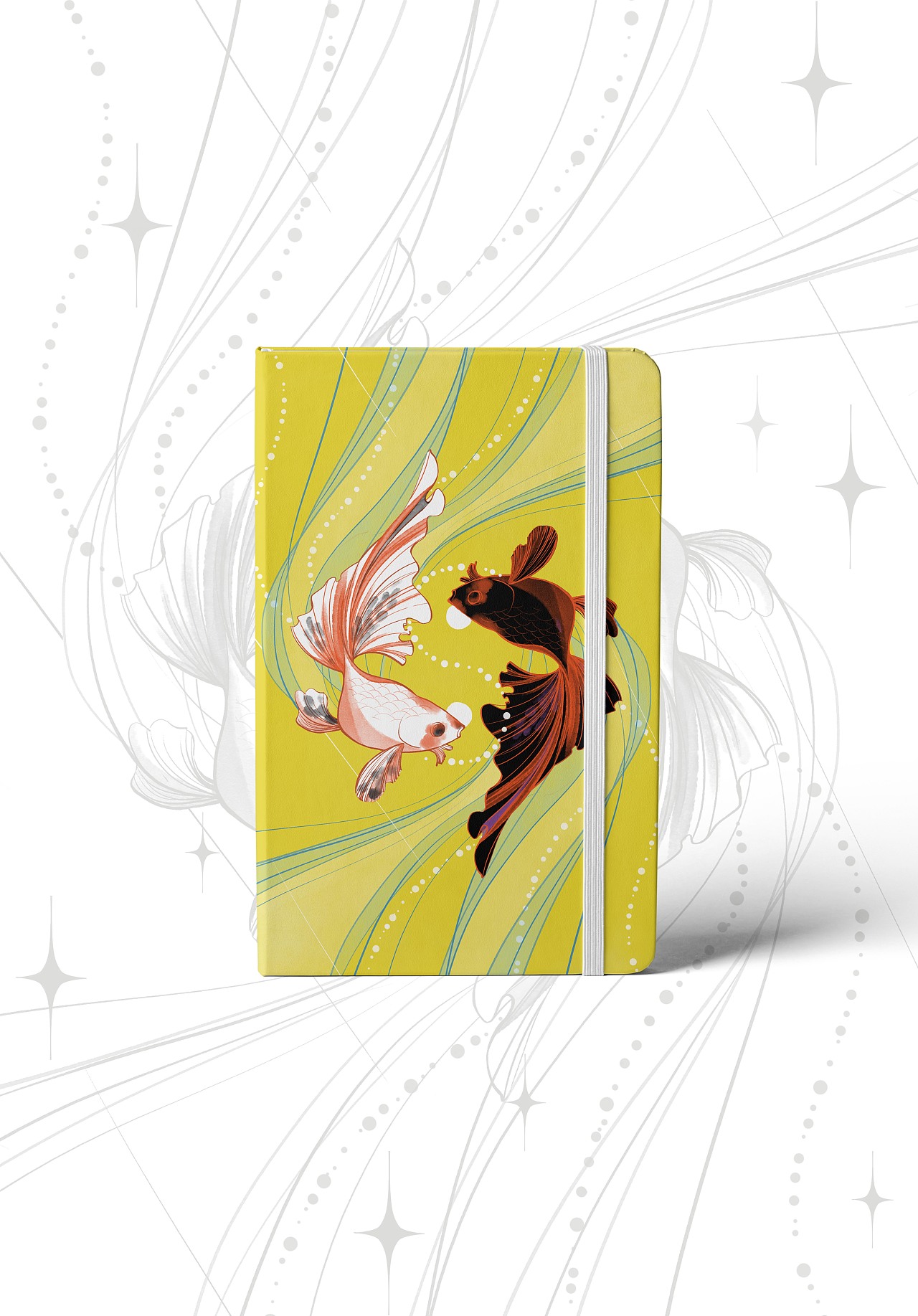 金鱼图案笔记本封皮插画设计（图ZMjI4ODg4MjY4） - 商业插画 - 站酷设计师海蒂Heidii原创素材 - 站酷ZCOOL