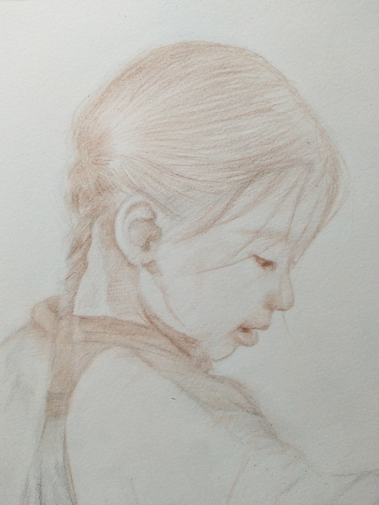 李胜仁画――红棉袄小女孩儿