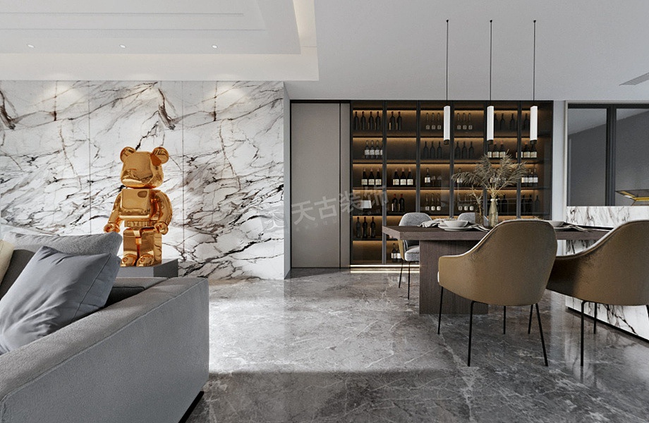 万科17英里大平层装修参考图,经典黑白灰现代风设计