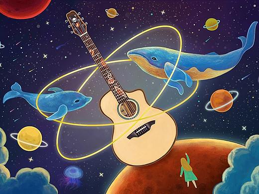 星语星愿吉他主题插图——沃吉乐器淘宝首页插图